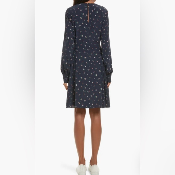 THEORY Floral Print Lace-Up Silk Dress - Picture 2 of 9